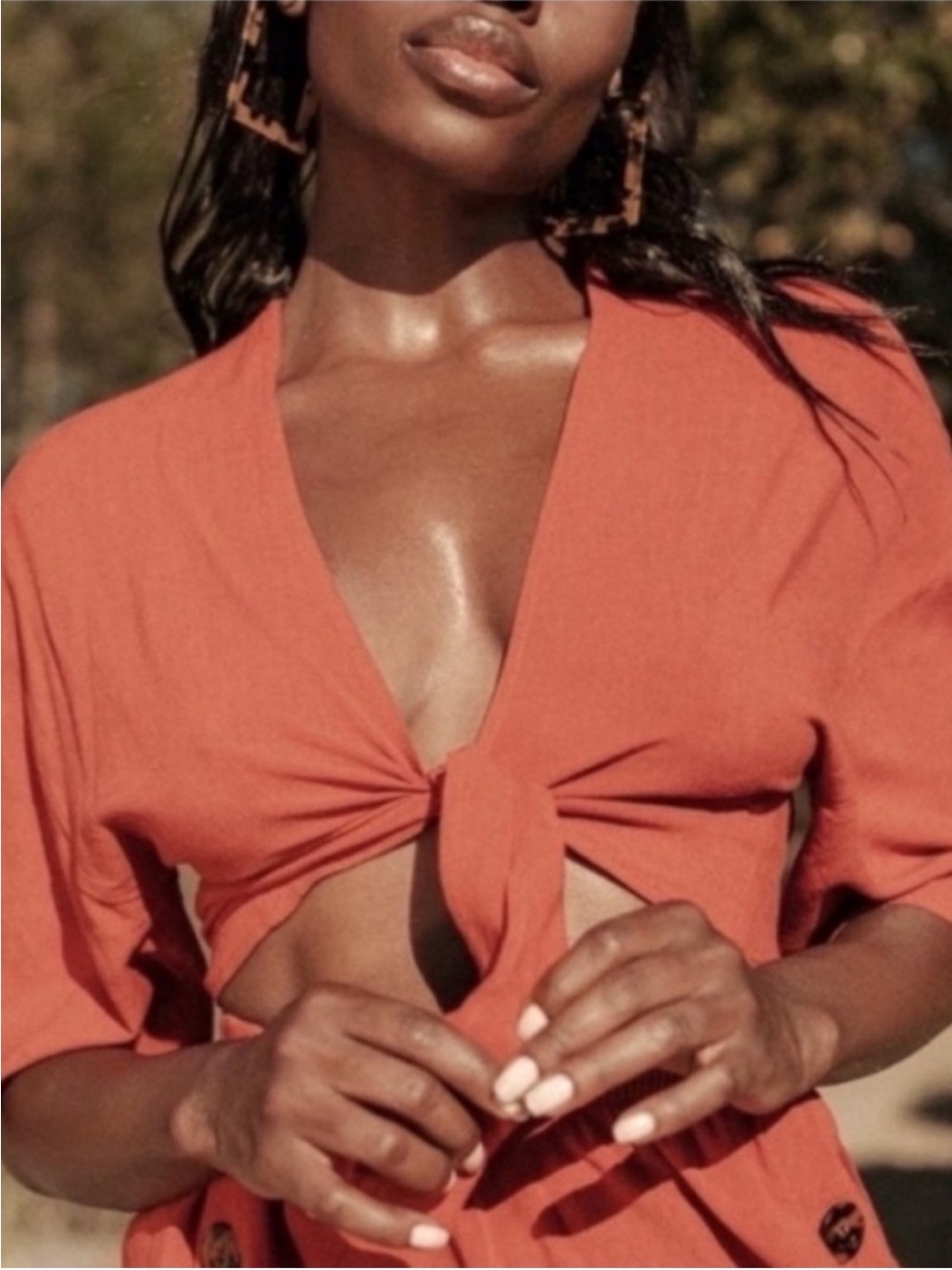 Toluca Swim Maria Tie-Front Linen Cover Up Top Medium Clay